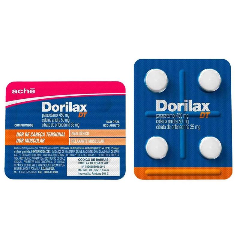 dorilax dt 450mg 50mg + 35mg 4 comprimidos
