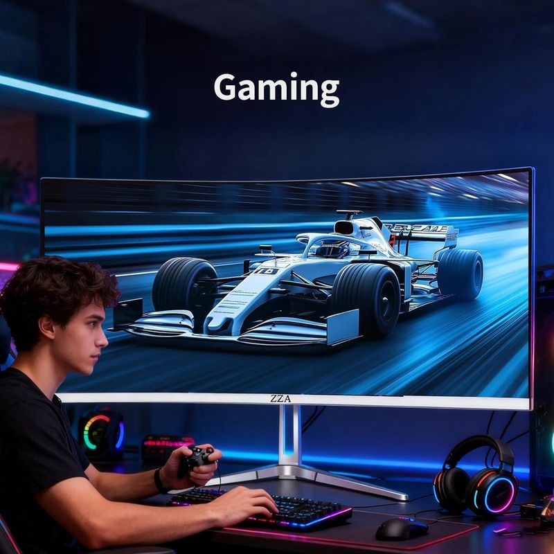 monitor gamer curvo 34" zza z34b branco a-bi