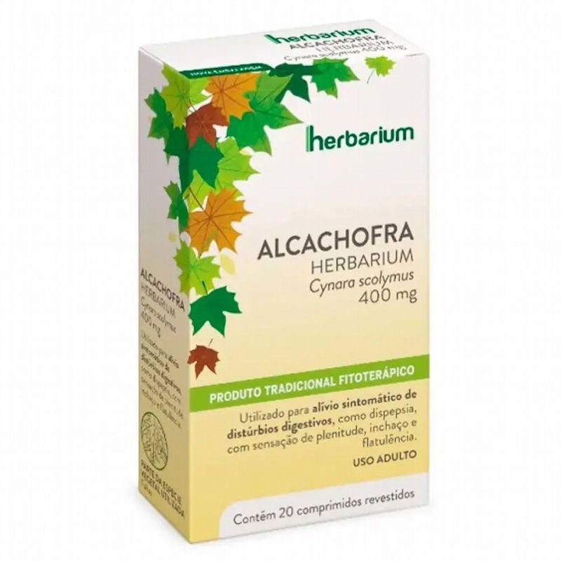 alcachofra cynara scolymus 400mg 20 comprimidos revestidos herbarium