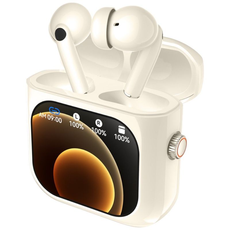 fone de ouvido bluetooth aurafit x6 2,1" tft 35k branco e-bi