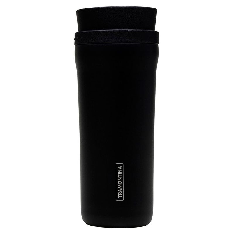 copo térmico tramontina de aço inox com bocal 360 460ml preto (mp)