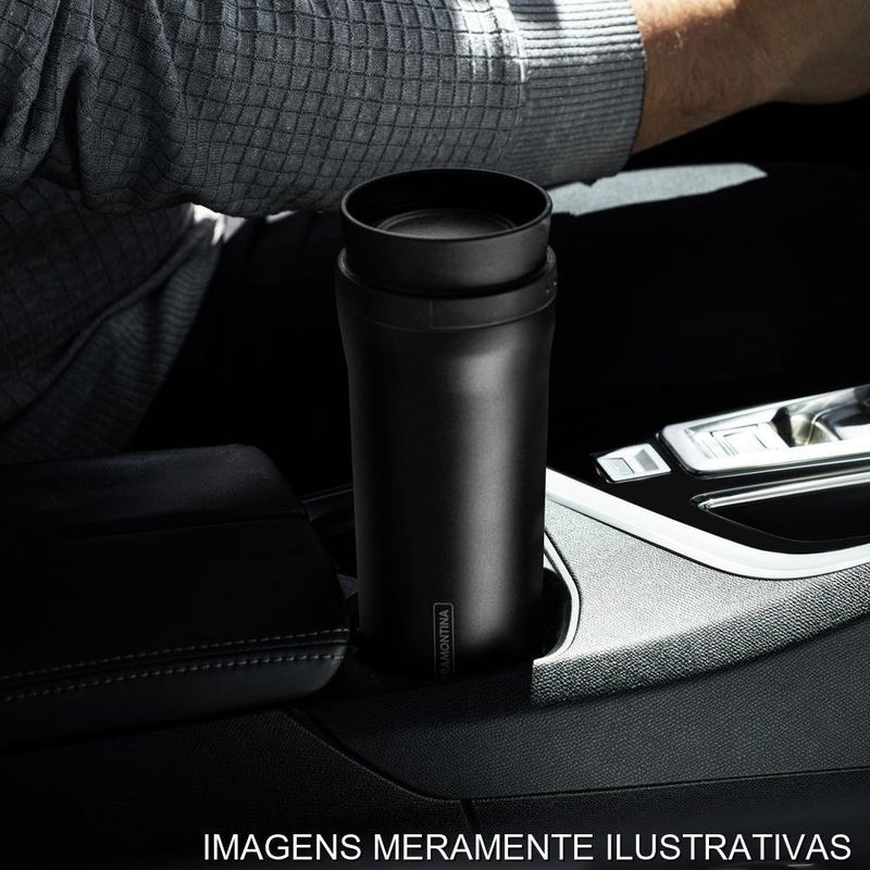 copo térmico tramontina de aço inox com bocal 360 460ml preto (mp)