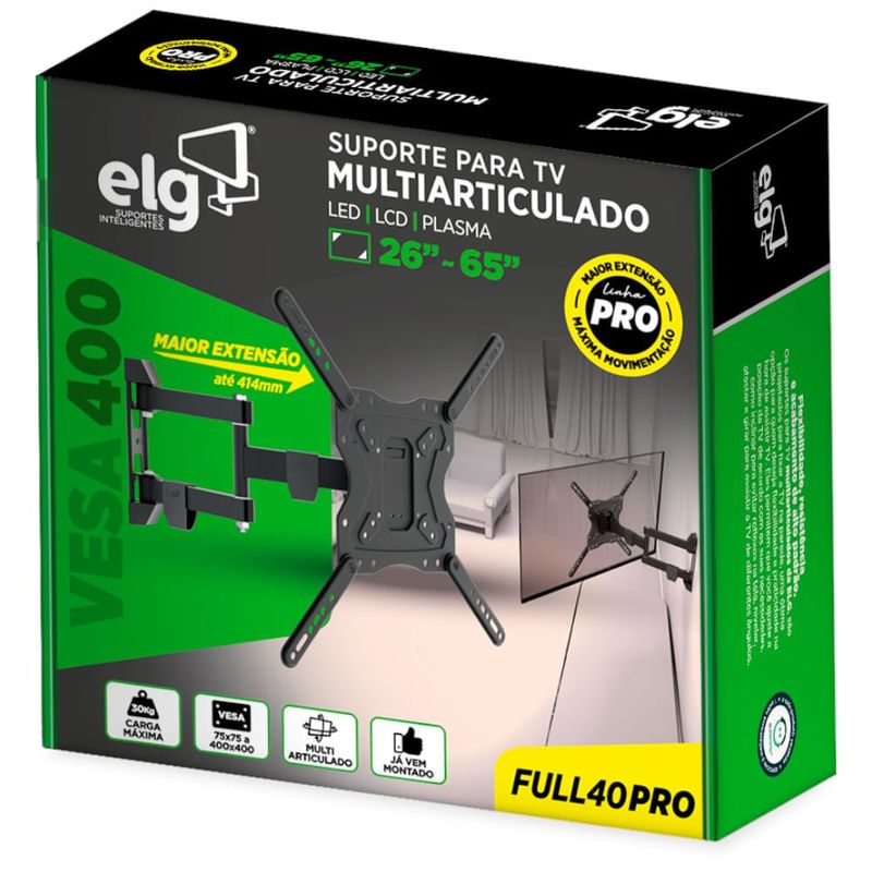 suporte articulado para tv de 26" a 65" elg full40pro