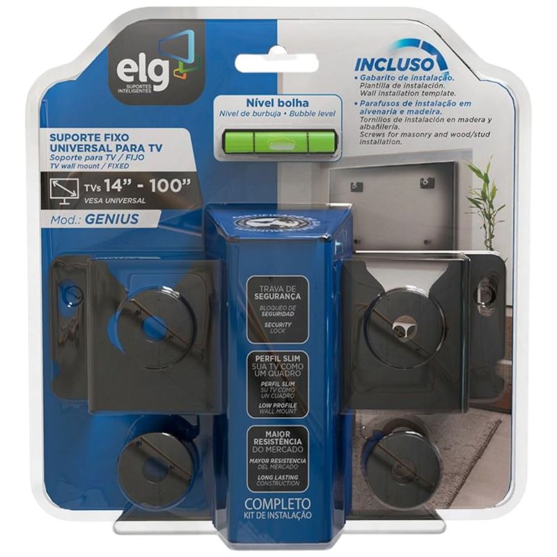 suporte fixo para tv de 14" a 100" elg genius preto