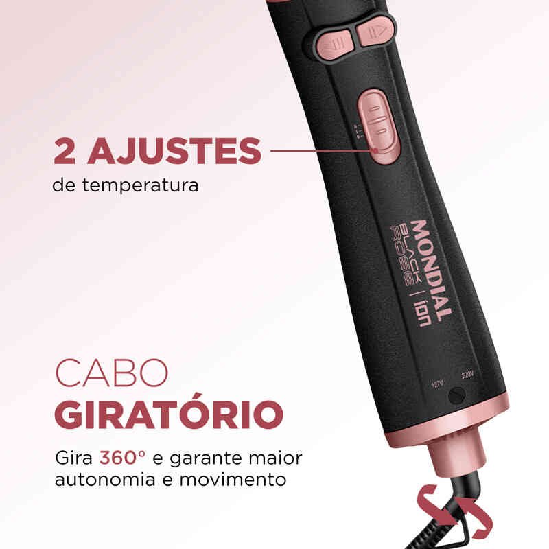 escova secadora mondial preto e rosê erb-01