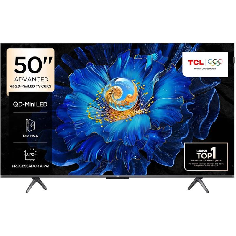 smart tv 4k 50" tcl qd-mini led 50c6ks