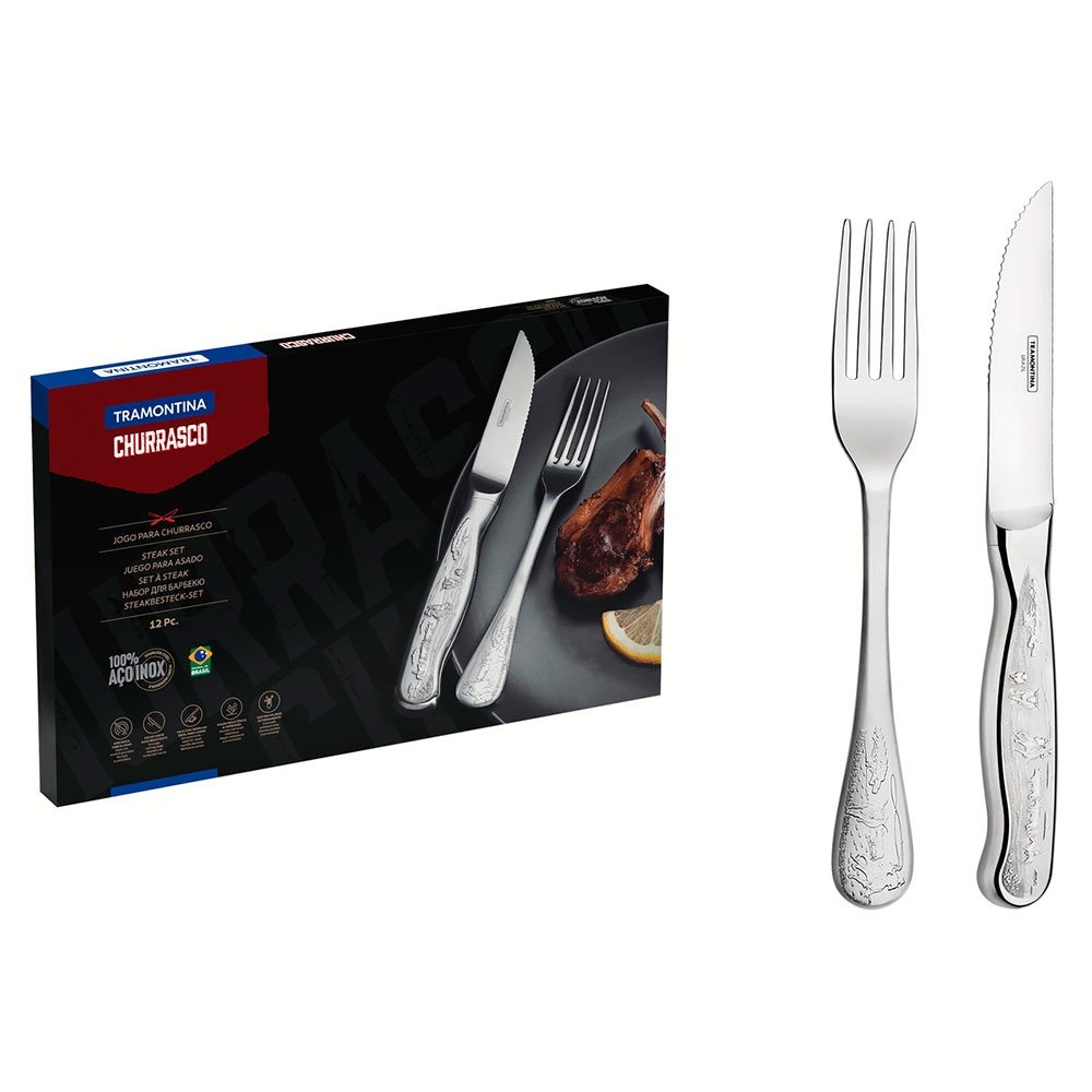 Jogo Para Churrasco Tramontina Classic Em Aço Inox 12 Peças (MP)
