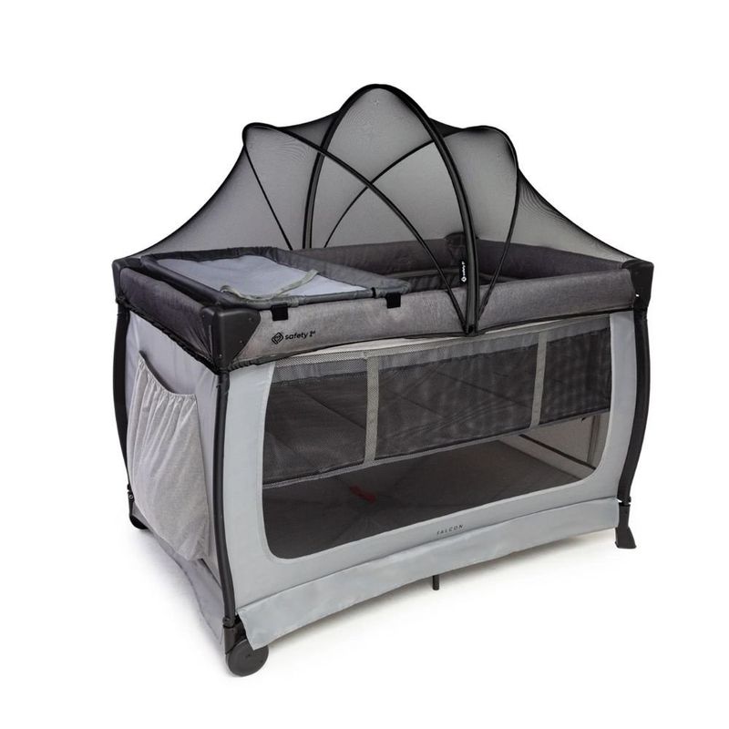 berço portátil safety 1st falcon com trocador e bolsa grey night até 22kg imp02579 (mp)