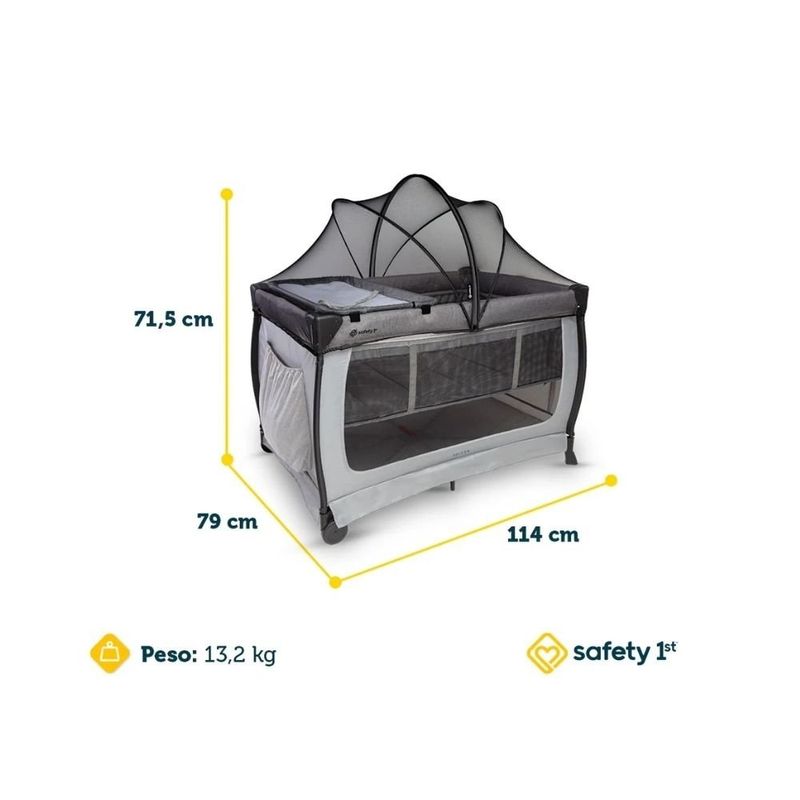 berço portátil safety 1st falcon com trocador e bolsa grey night até 22kg imp02579 (mp)