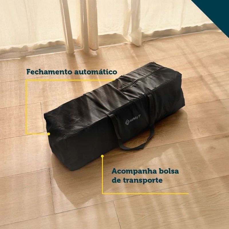 berço portátil safety 1st falcon com trocador e bolsa grey night até 22kg imp02579 (mp)