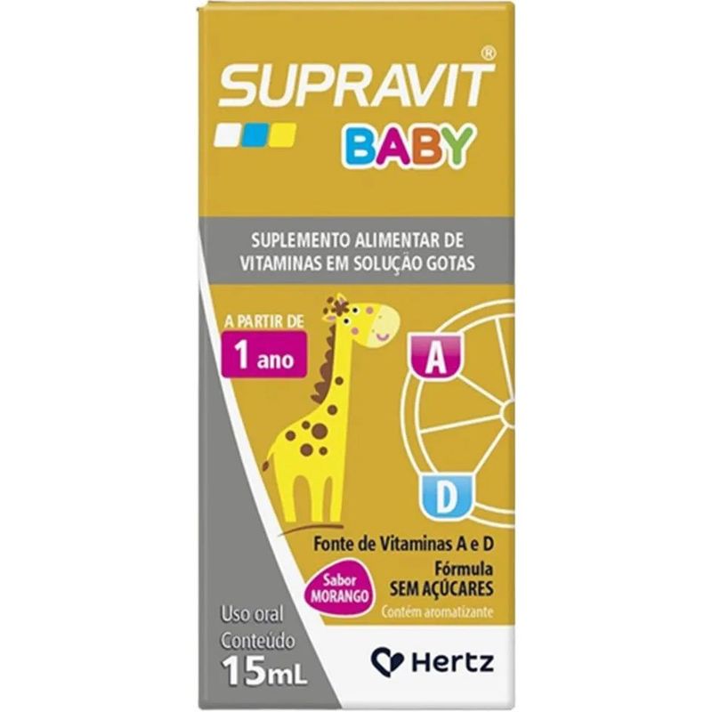 supravit baby suplemento de vitamina a e d 15ml gotas sabor morango kley hertz
