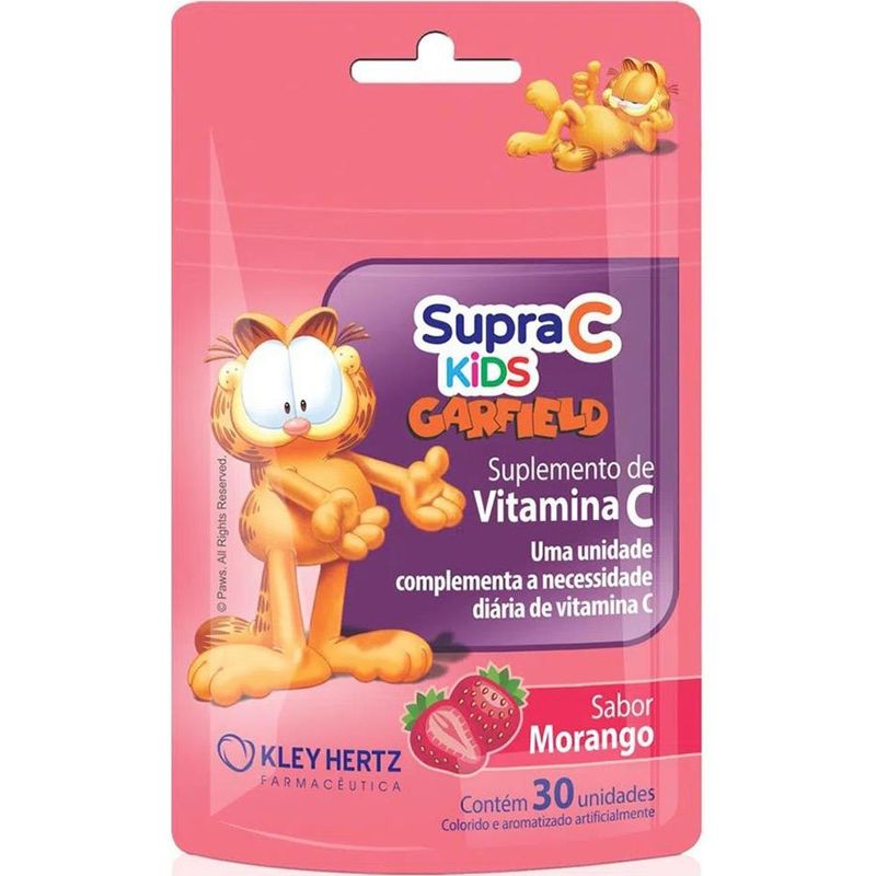 supra c kids suplemento vitamina c 30 gomas sabor morango kley hertz