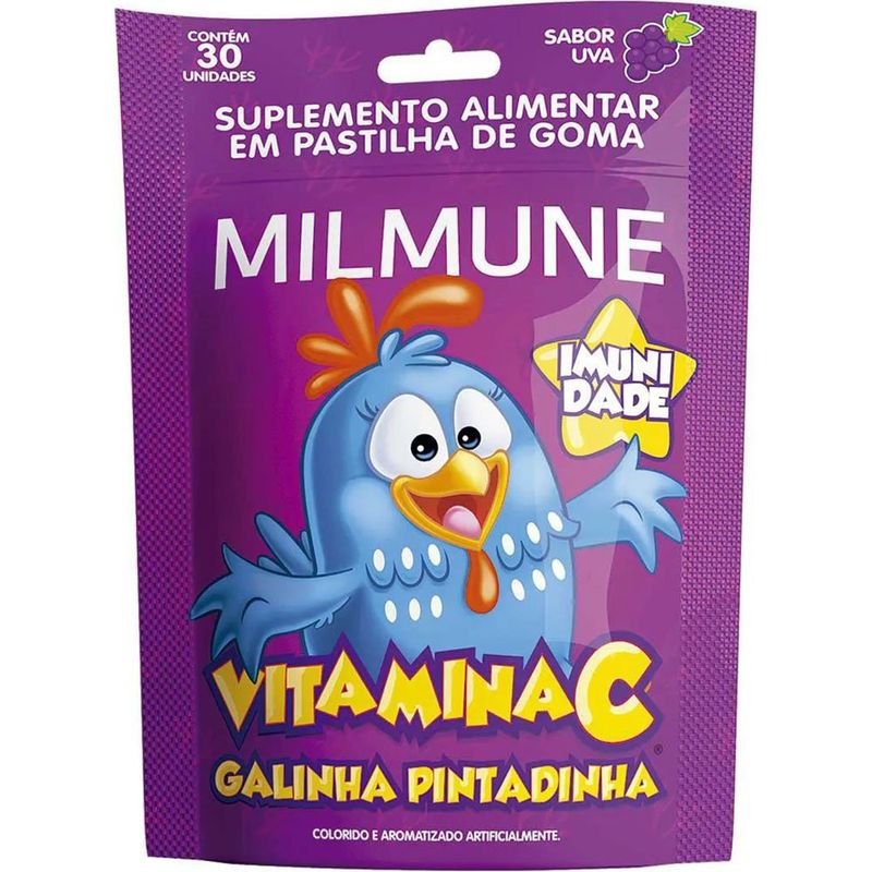 milmune vitamina c galinha pintadinha sabor uva 30 gomas ecofitus