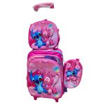 kit mochila de rodinhas pacific 3 peças stitch angel (mp)