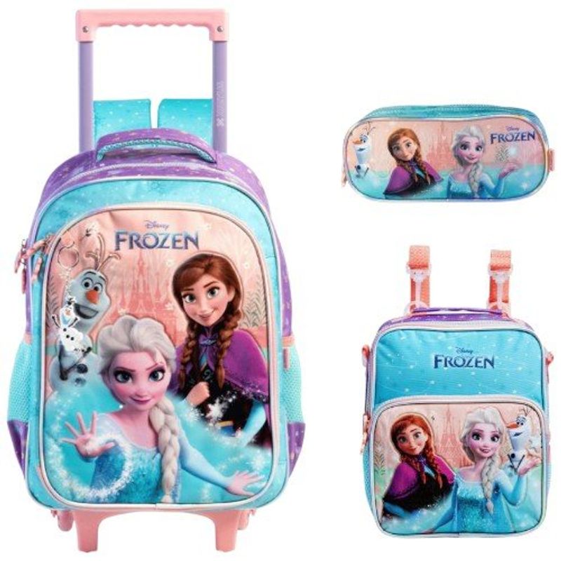 kit mochila de rodinhas xeryus 3 peças frozen (mp)