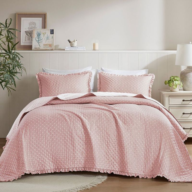 kit colcha casal 3 peças corttex charlotte rosa (mp)