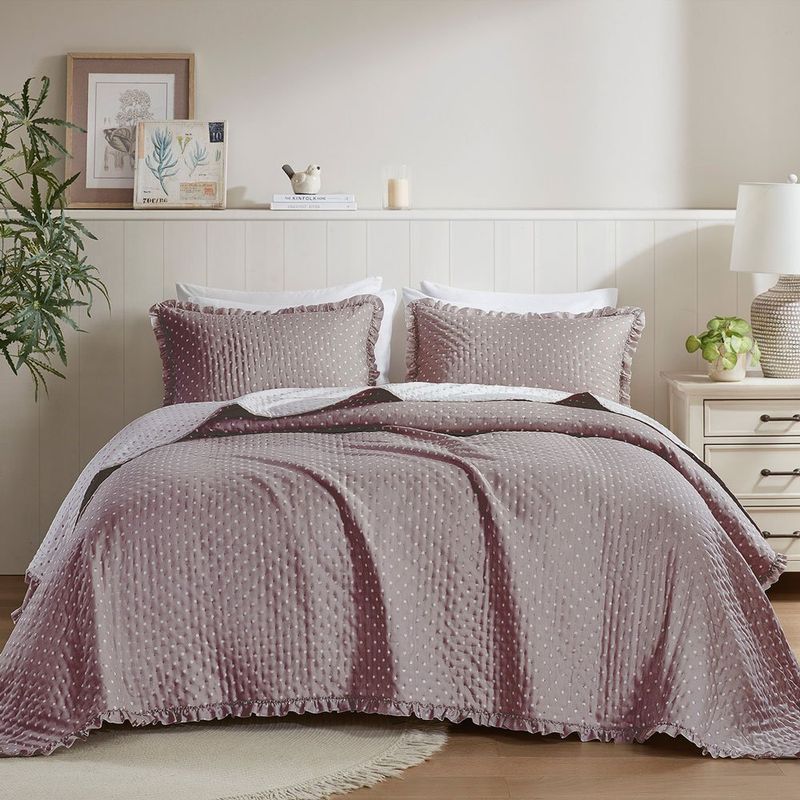 kit colcha queen 3 peças corttex charlotte violeta (mp)