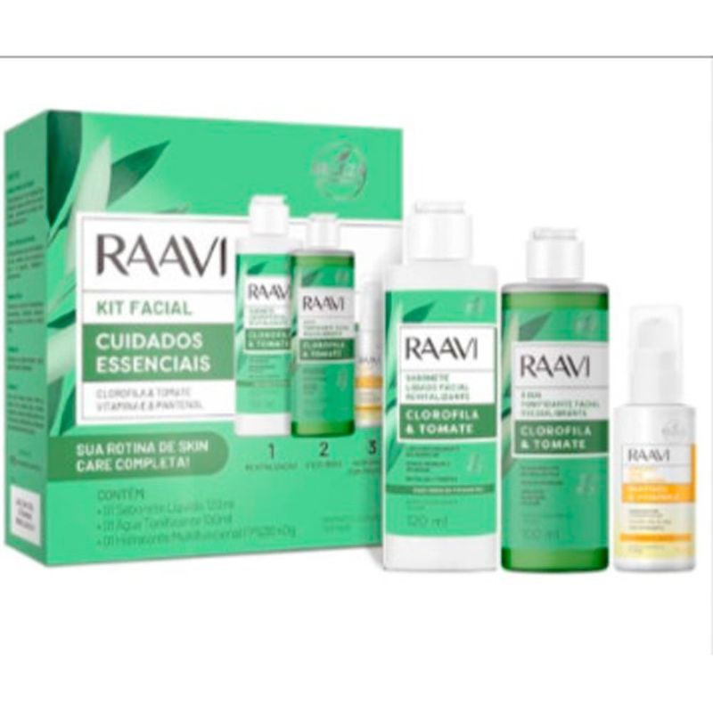 kit facial cuidados essenciais raavi todos os tipos de pele (mp)