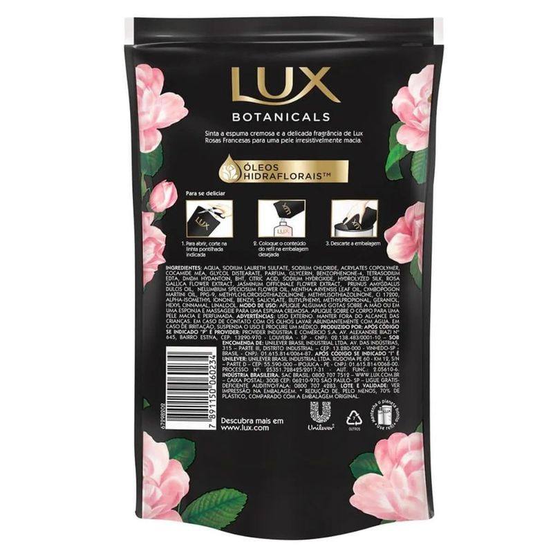lux botanicals sabonete líquido rosas francesas 250ml