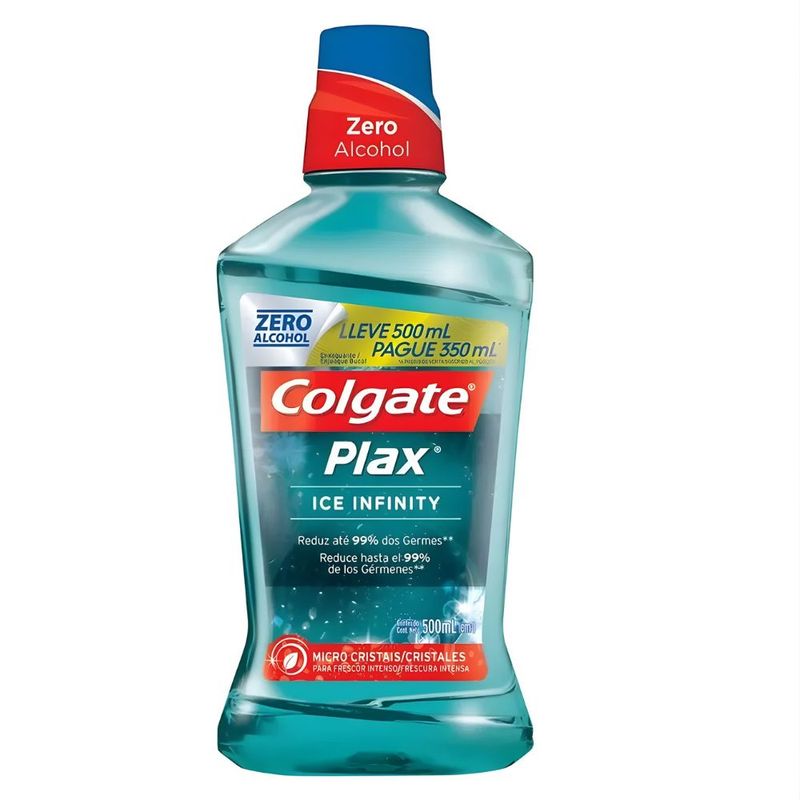 antisséptico bucal colgate plax ice infinity leve 500ml pague 350ml
