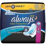 absorvente always noite tranquila seca com abas leve 8 pague 7