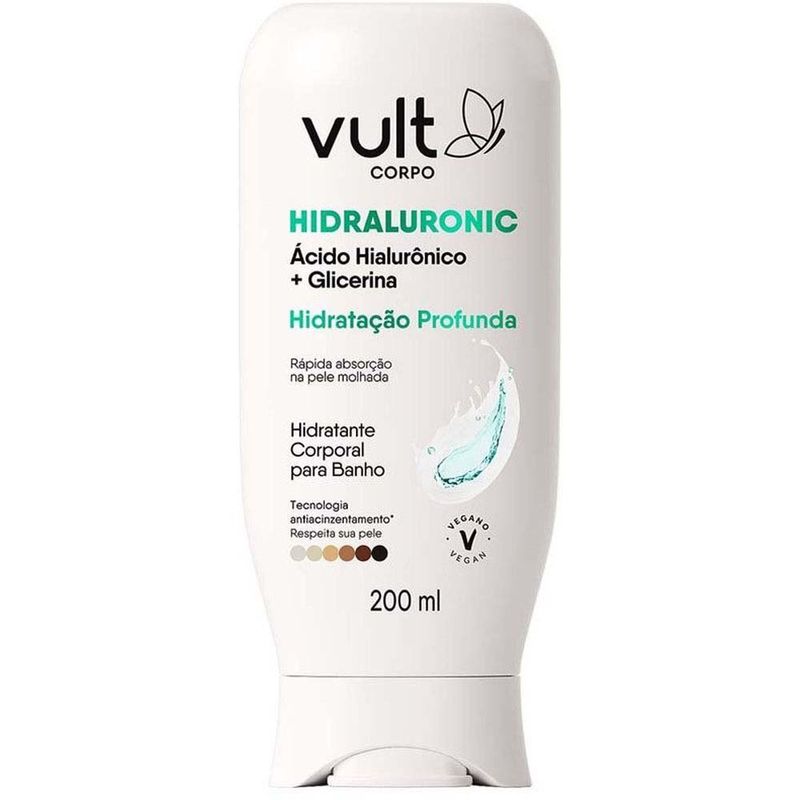 hidratante corporal para banho vult hidraluronic glicerina hidratação profunda 200ml