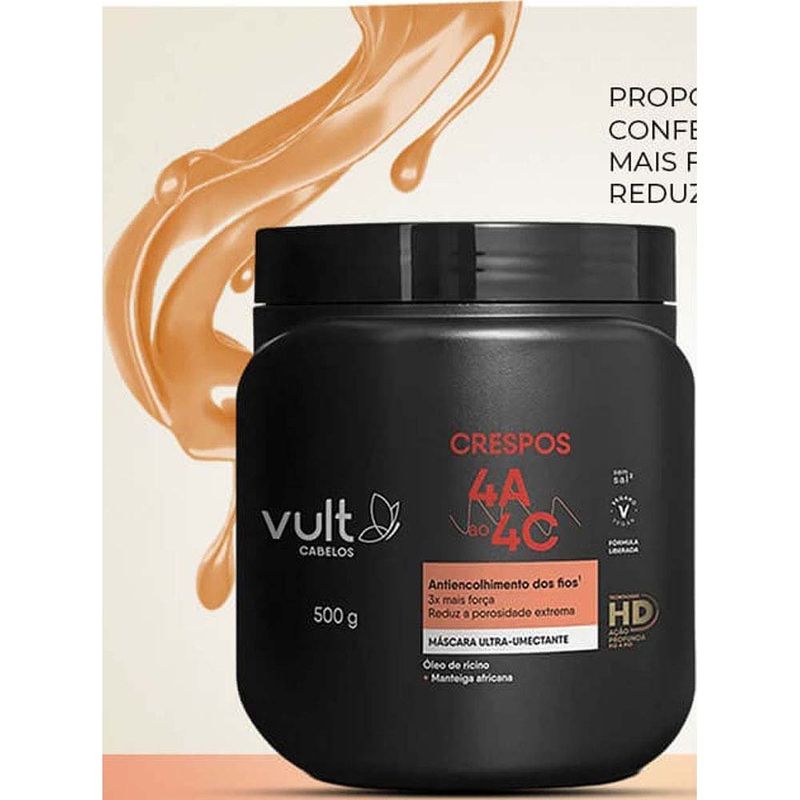 máscara capilar vult cabelos crespos 4a a 4c ultra-umectante 500g