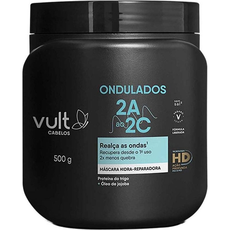 máscara capilar vult cabelos ondulados 2a ao 2c hidra-reparadora 500g