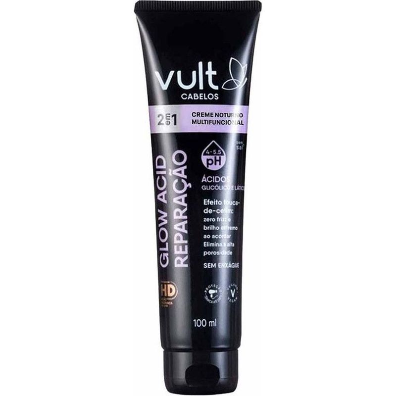 creme noturno multifuncional vult glow acid reparação 100ml