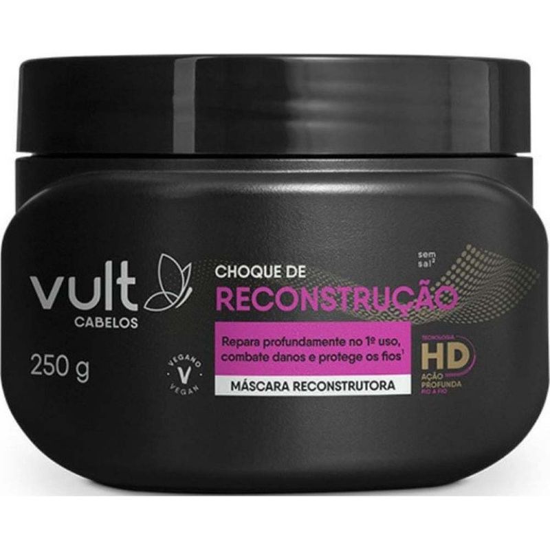 máscara capilar vult cabelos choque de reconstrução 250g