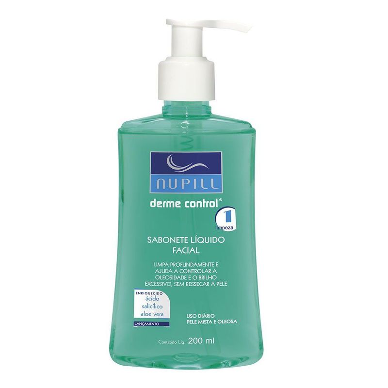 sabonete liquido facial derme control 200ml - nupill