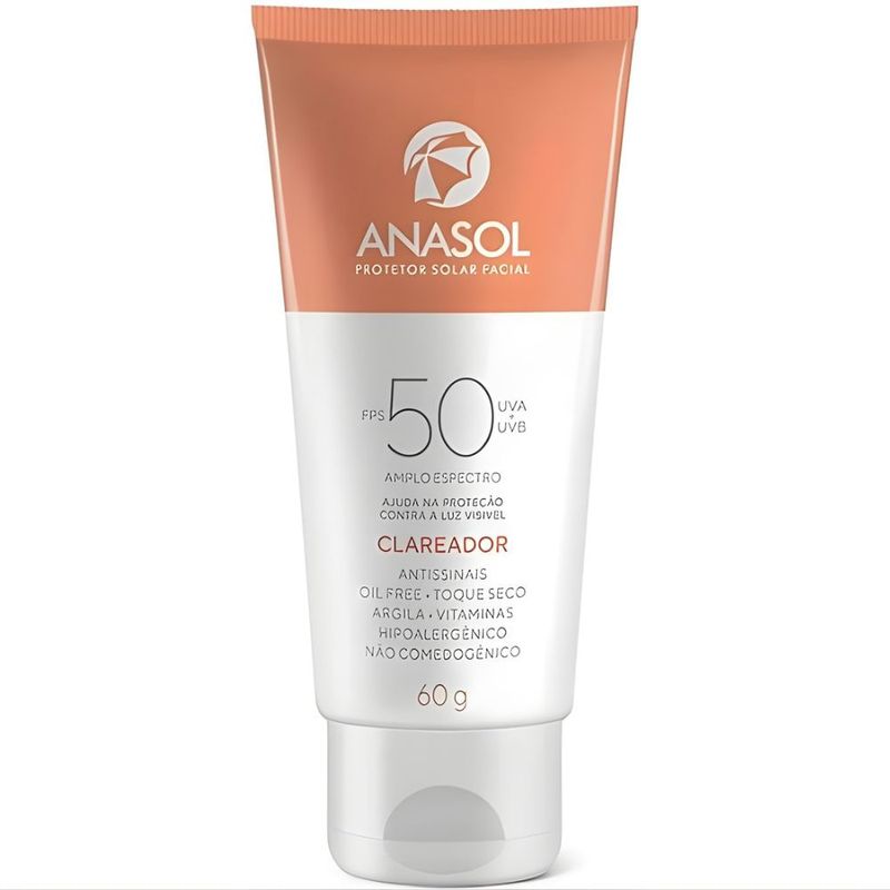 protetor solar facial fps 50 clareador anasol 60g