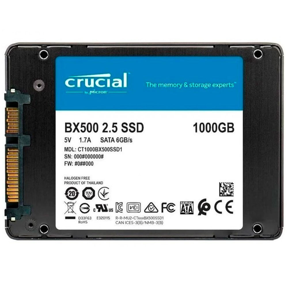 SSD Interno Crucial 2.5 Sata 1TB Bx500 540mbps (MP)