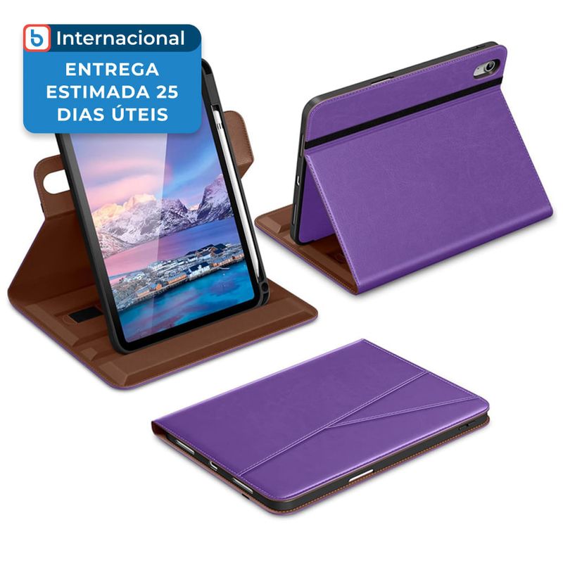 case para ipad a16 com suporte para apple dtto couro roxo a-mbi