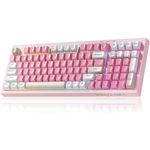 teclado ergonômico leobog sem fio rosa a-mbi