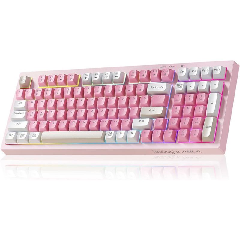 teclado ergonômico leobog sem fio rosa a-mbi