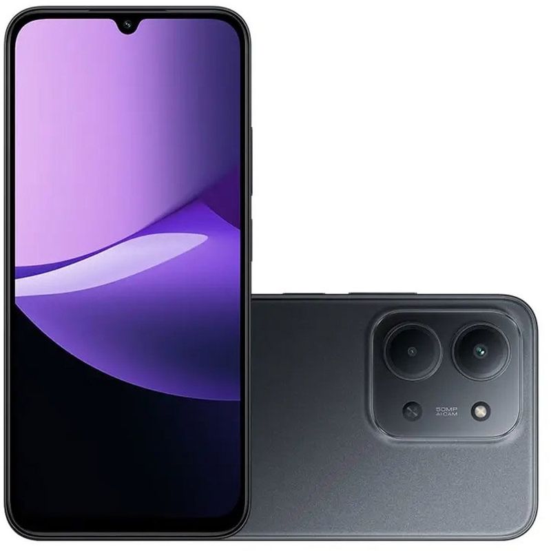smartphone redmi 15c 5g 256gb preto tela 6.9" câmera 50mp 4gb ram