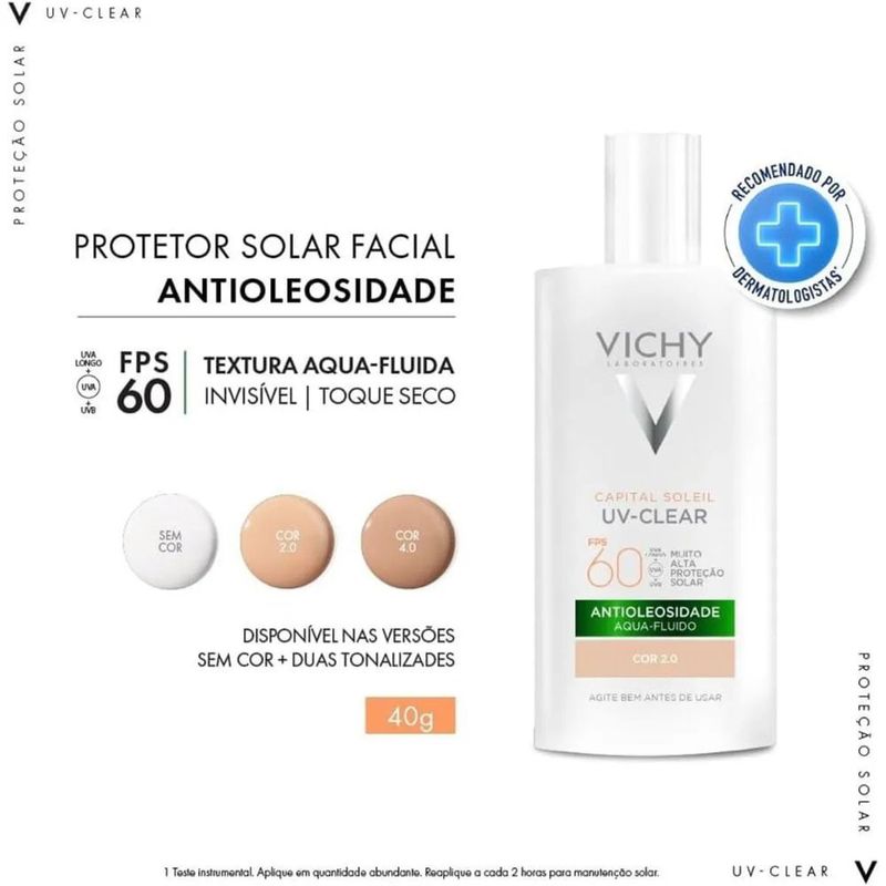 protetor solar facial vichy cor 2.0 fps60 40g