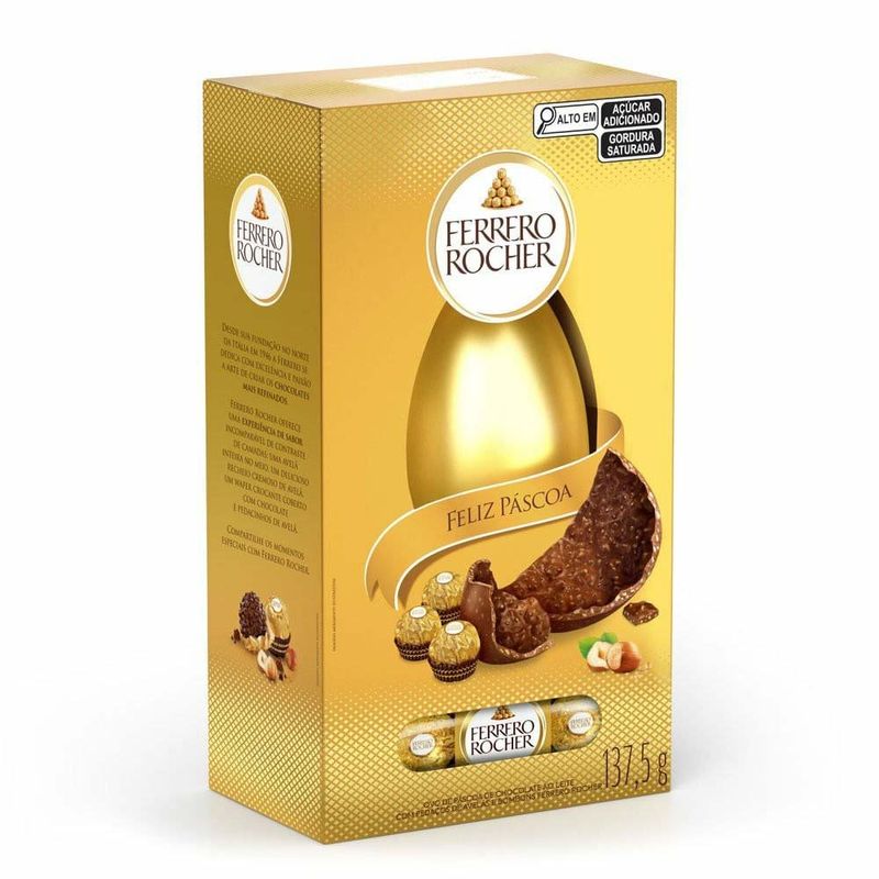 ovo de páscoa ferrero rocher ao leite 137,5g