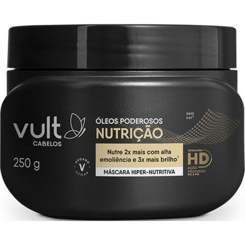 máscara capilar vult cabelos óleos poderosos nutrição 250g