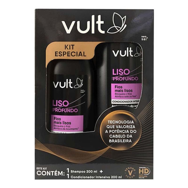 kit vult cabelos liso profundo shampoo 200ml + condicionador intensivo 200ml
