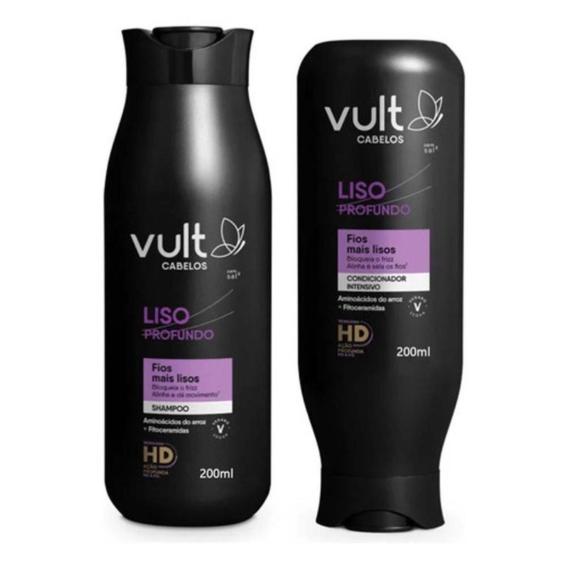 kit vult cabelos liso profundo shampoo 200ml + condicionador intensivo 200ml