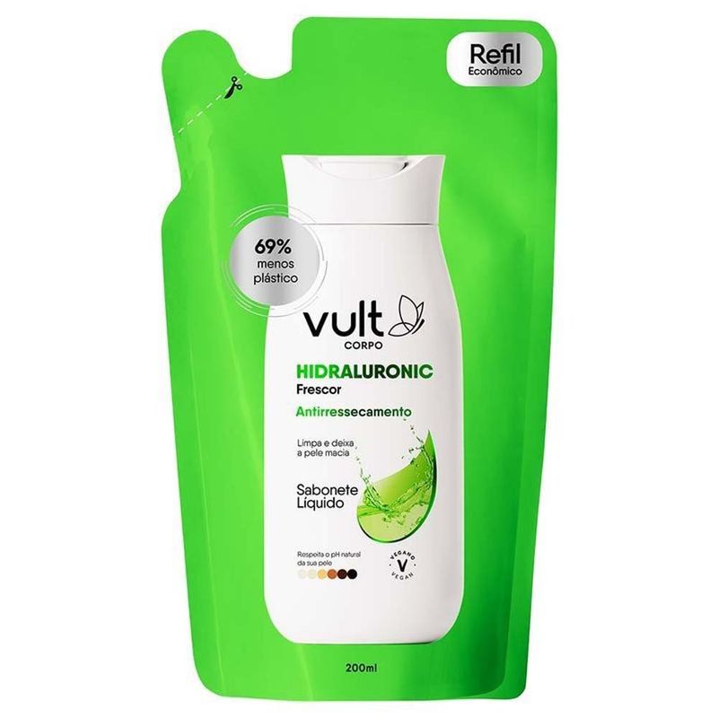 sabonete líquido corporal vult hidraluronic frescor antiressecamento refil 200ml