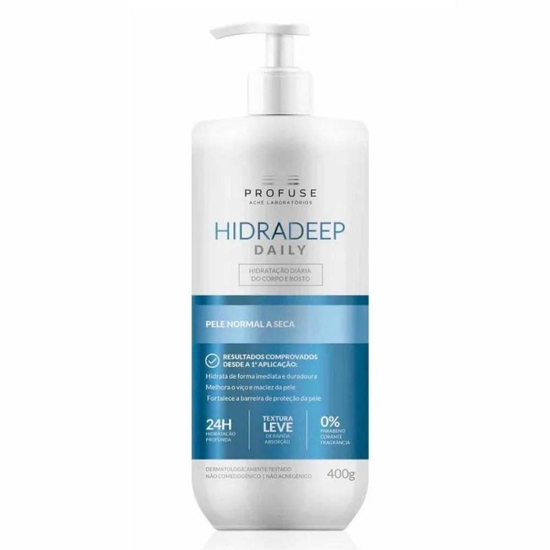 hidratante para corpo e rosto profuse hidradeep daily pele normal a seca 400g"