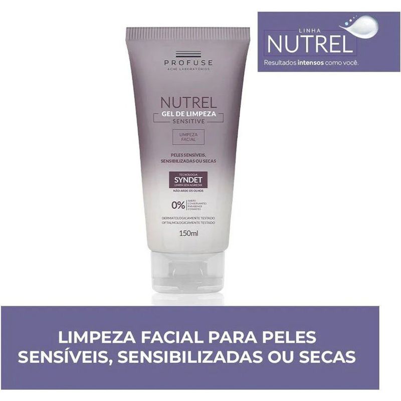 gel de limpeza facial profuse nutrel sensitive 150ml