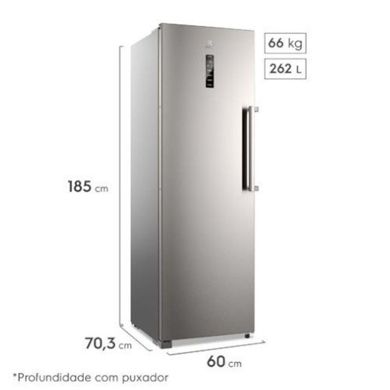 freezer electrolux vertical inverter experience 262 litros cinza fti4s