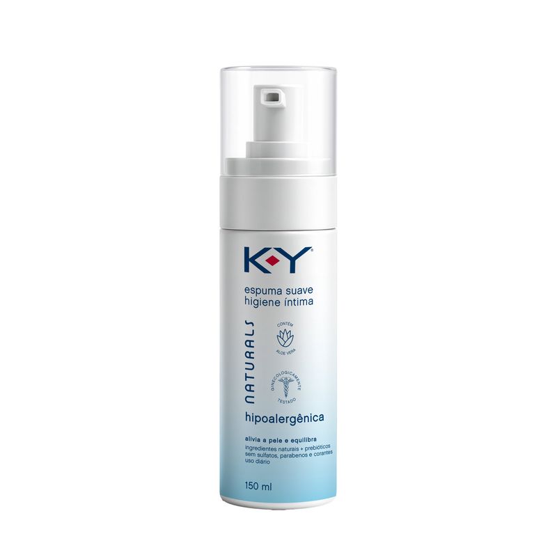 espuma suave higiene íntima ky naturals hipoalergênica 150ml