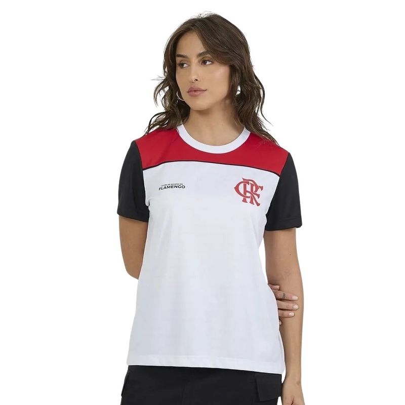 camiseta feminina flamengo braziline fulgor branco g (mp)