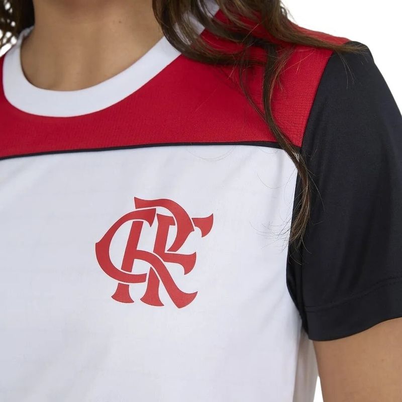 camiseta feminina flamengo braziline fulgor branco g (mp)