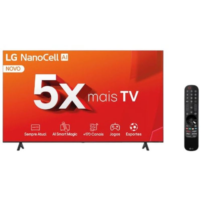 smart tv lg 65" 4k nanocell processador 5 ger7 ia hub alexa webos 24 65nano80